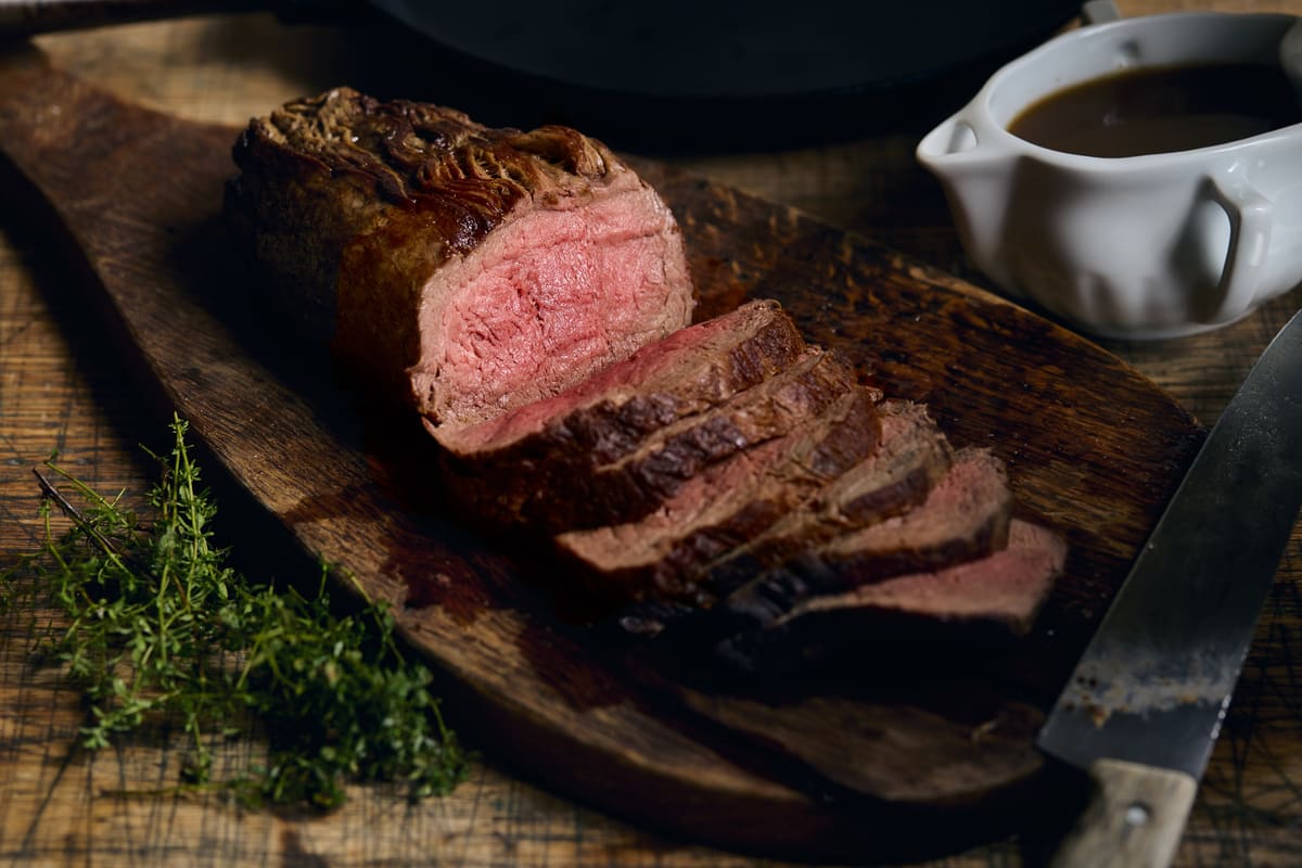 Dry Aged Chuck Steak with Madeira and Green Peppercorn Sauce