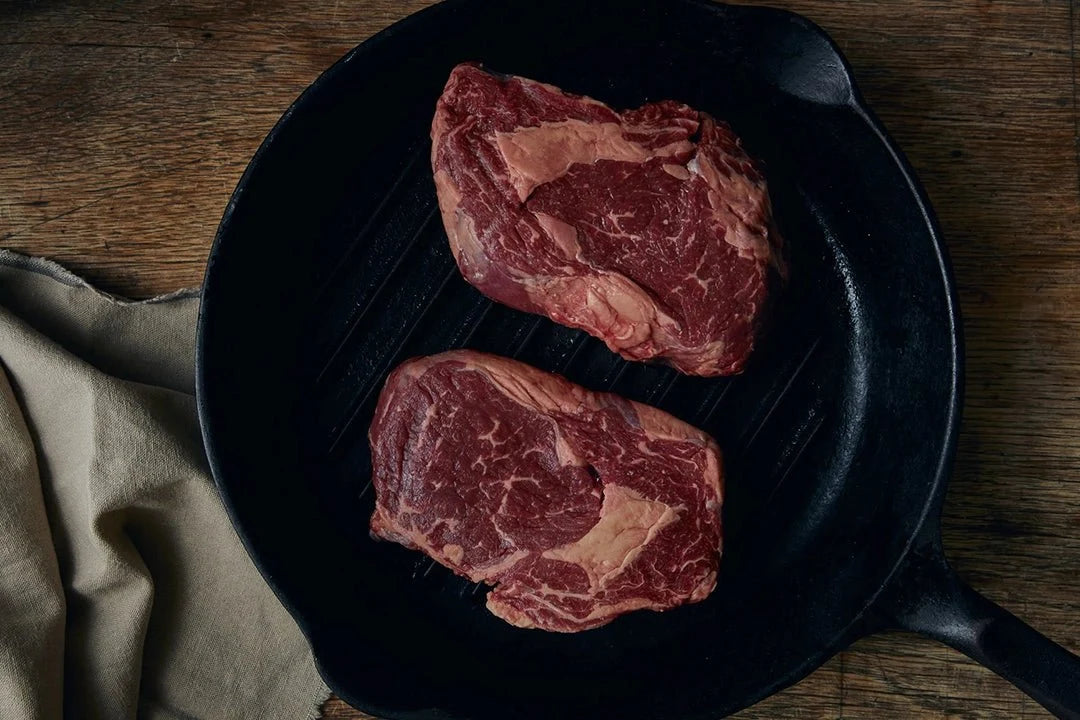 Grass-fed beef ribeye steak