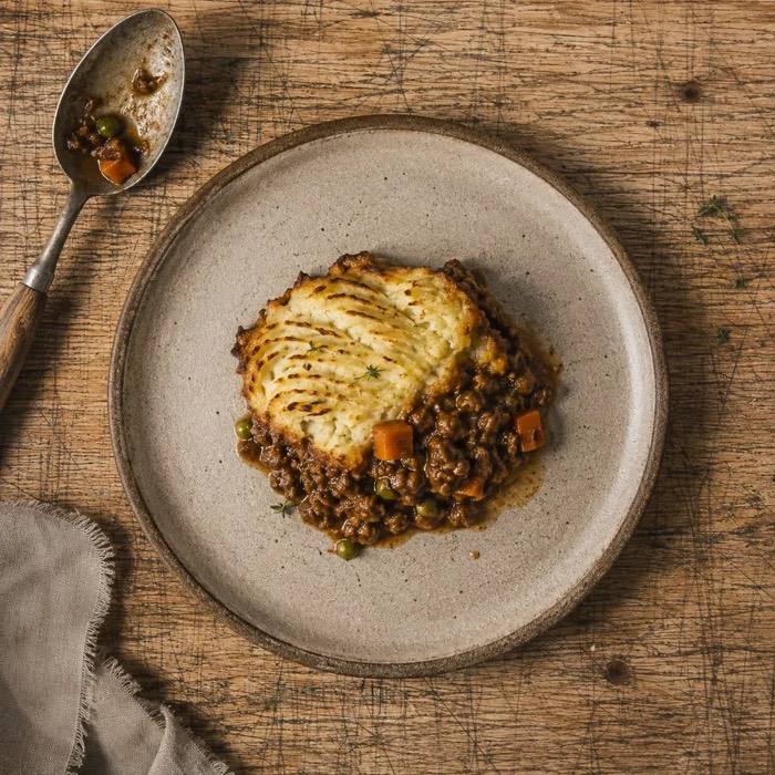 Rustic Cottage Pie on a stoneware plate