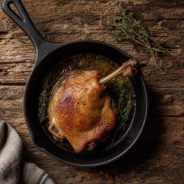 Rustic crisp duck confit leg