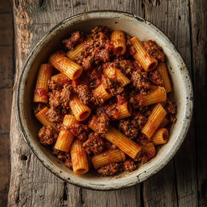 Rustic fennel sausage ragu with tortiglioni