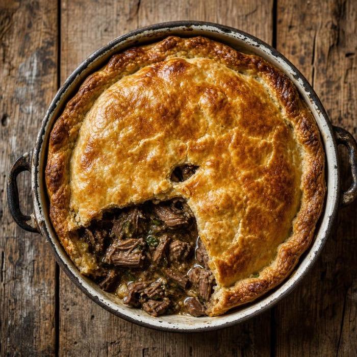 Rustic lamb and mint pie
