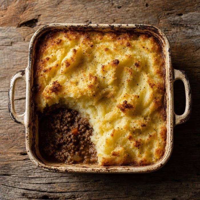 Rustic shepherd's pie with golden mash