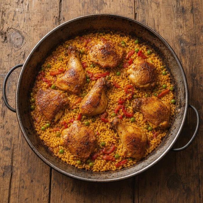 Rustic Spanish chicken and rice