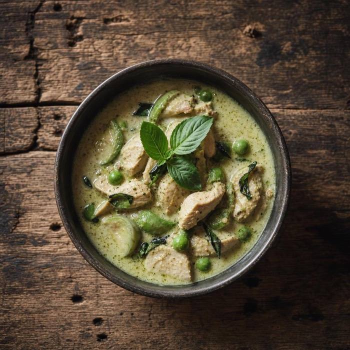 Rustic Thai green chicken curry